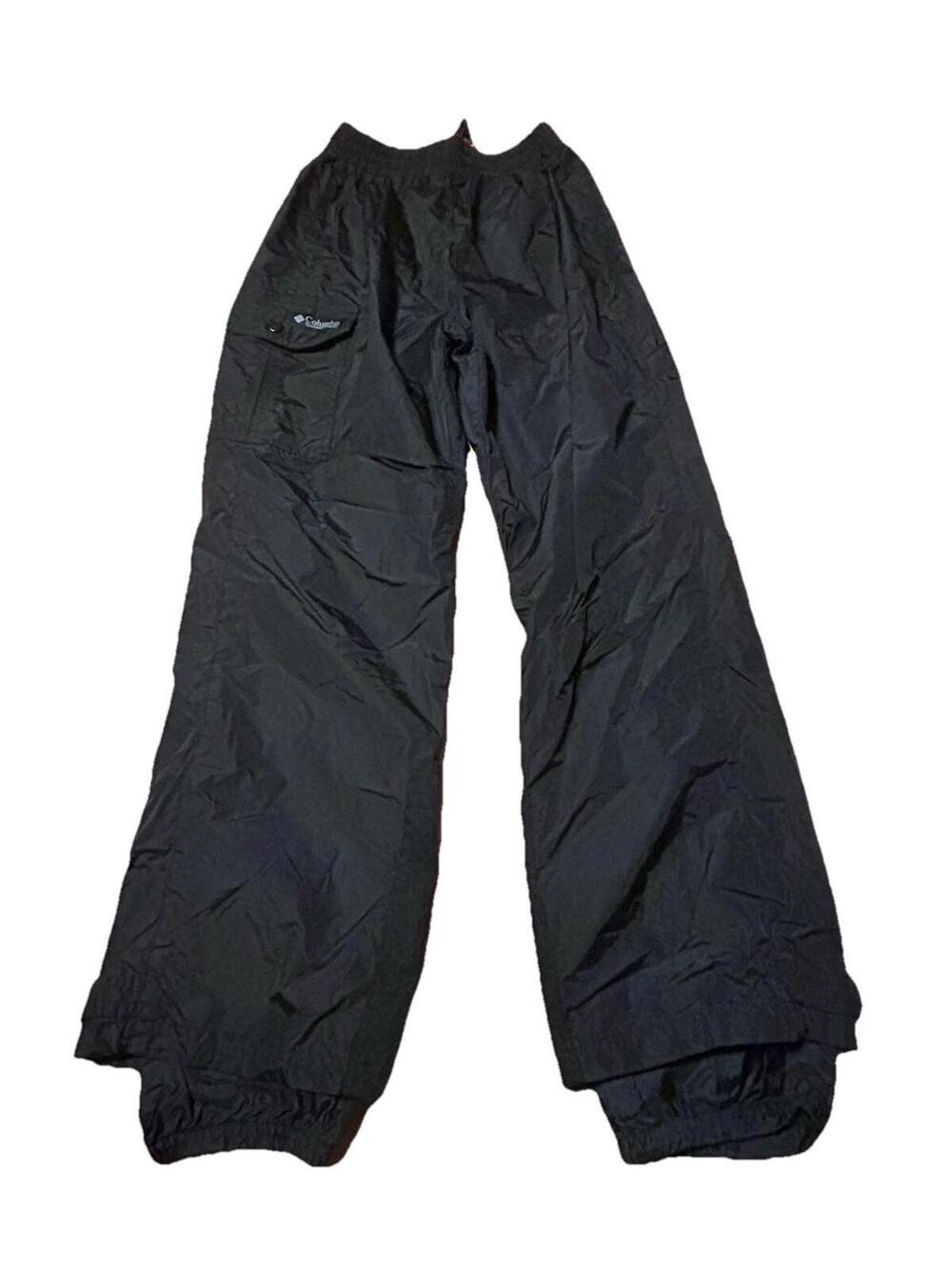 Vintage Retro Women’s Columbia Snow Pants Large Black Nylon Taffeta Lined Snow